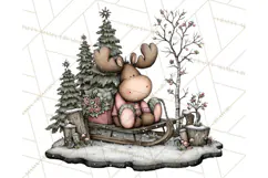 Kawaii Moose Christmas and Winter PNG Clipart Product Image 3