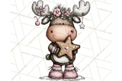 Kawaii Moose Christmas and Winter PNG Clipart Product Image 2