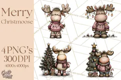Kawaii Moose Christmas and Winter PNG Clipart Product Image 1