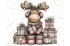 Kawaii Moose Christmas and Winter PNG Clipart Product Image 5