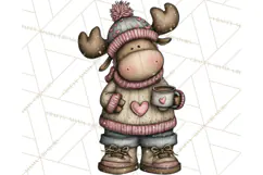 Kawaii Moose Christmas and Winter PNG Clipart Product Image 3