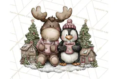 Kawaii Moose Christmas and Winter PNG Clipart Product Image 5