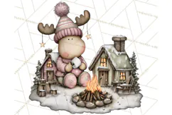 Kawaii Moose Christmas and Winter PNG Clipart Product Image 2