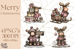 Kawaii Moose Christmas and Winter PNG Clipart Product Image 1