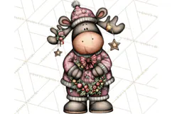 Kawaii Moose Christmas and Winter PNG Clipart Product Image 5