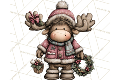 Kawaii Moose Christmas and Winter PNG Clipart Product Image 2