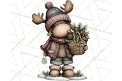 Kawaii Moose Christmas and Winter PNG Clipart Product Image 4