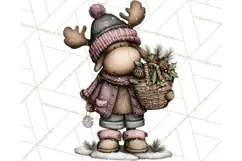 Kawaii Moose Christmas and Winter PNG Clipart Product Image 4