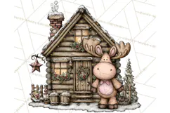 Kawaii Moose Christmas and Winter PNG Clipart Product Image 5