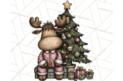 Kawaii Moose Christmas and Winter PNG Clipart Product Image 2