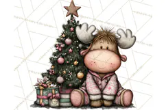 Kawaii Moose Christmas and Winter PNG Clipart Product Image 3