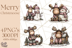 Kawaii Moose Christmas and Winter PNG Clipart Product Image 1