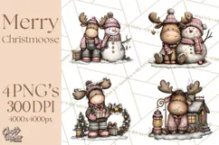 Kawaii Moose Christmas and Winter PNG Clipart Product Image 1