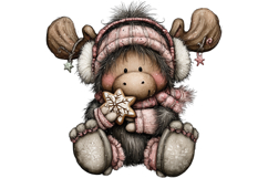 Kawaii Moose Christmas and Winter PNG Clipart Product Image 3