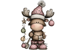Kawaii Moose Christmas and Winter PNG Clipart Product Image 4