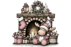 Kawaii Moose Christmas and Winter PNG Clipart Product Image 5