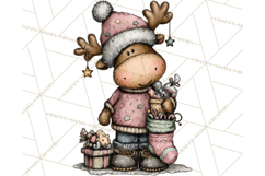 Kawaii Moose Christmas and Winter PNG Clipart Product Image 3