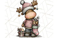 Kawaii Moose Christmas and Winter PNG Clipart Product Image 3