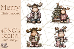 Kawaii Moose Christmas and Winter PNG Clipart Product Image 1