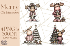 Kawaii Moose Christmas and Winter PNG Clipart Product Image 1
