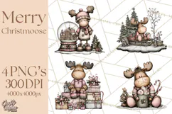 Kawaii Moose Christmas and Winter PNG Clipart Product Image 1