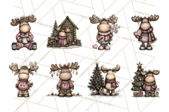 Kawaii Moose Christmas and Winter PNG Clipart Product Image 7