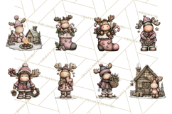 Kawaii Moose Christmas and Winter PNG Clipart Product Image 6