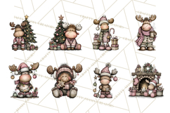 Kawaii Moose Christmas and Winter PNG Clipart Product Image 8