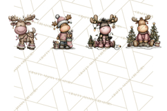 Kawaii Moose Christmas and Winter PNG Clipart Product Image 3