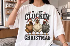 Merry Cluckin Christmas PNG, Funny Chicken Santa Hat Shirt Product Image 3