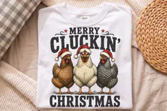 Merry Cluckin Christmas PNG, Funny Chicken Santa Hat Shirt Product Image 4