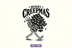 Merry Creepmas SVG, Skeleton Christmas PNG, Spooky Christmas Product Image 1