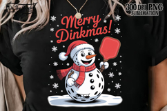 Merry Dinkmas Pickleball PNG Christmas Snowman Lights