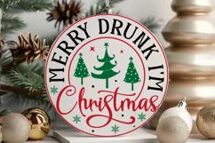 Merry Drunk I'm Christmas SVG ,Christmas Round SVG Design Product Image 3