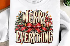 Merry Everything Christmas PNG | Vintage Red Bow & Christmas Product Image 2