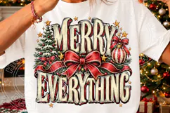 Merry Everything Christmas PNG | Vintage Red Bow & Christmas Product Image 3