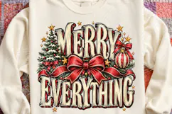 Merry Everything Christmas PNG | Vintage Red Bow & Christmas Product Image 4