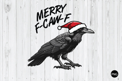 Merry F-Caw-F PNG, Christmas Raven PNG, Funny Crow PNG Product Image 1