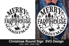Merry farmhouse christmas SVG - Christmas Round Sign Design Product Image 1