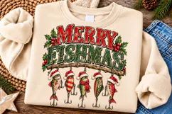 Merry Fishmas PNG | Funny Christmas Fishing Fish Sublimation Product Image 2