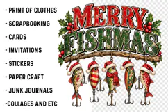 Merry Fishmas PNG | Funny Christmas Fishing Fish Sublimation Product Image 3