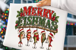 Merry Fishmas PNG | Funny Christmas Fishing Fish Sublimation Product Image 4