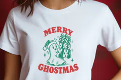 Merry Ghostmas SVG, Cute Ghost Christmas PNG Trendy Design Product Image 2