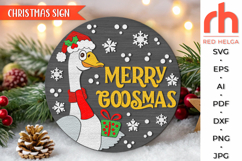 merry goosmas svg, laser cut file, layered round sign, xmas goose sign svg, goose santa hat svg, christmas circle sign svg, welcome sign svg, xmas door sign svg, holiday hanger svg, round hanging sign, outdoor sign svg, glowforge cut file, cricut cut file