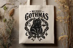 Merry Gothmas SVG PNG, Black Cat Spooky Christmas Design Product Image 3
