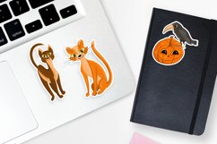 Cute Halloween stickers, cat, Pumpkin, raven, spider Product Image 3