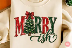 Merry Ish Retro Christmas Tree PNG Product Image 1