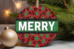 Merry Leopard Glitter Christmas Tree Ornament Product Image 2