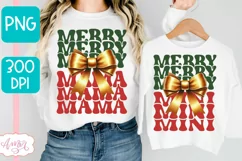 Merry Mama and Mini christmas sublimation PNG designs Product Image 1