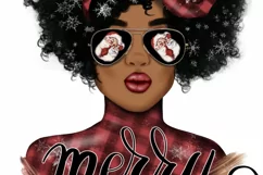 Merry Mama | Hand Lettered | Afro Woman | Holiday Design Product Image 7